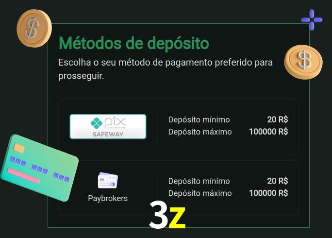 O cassino 3z oferece uma grande variedade de métodos de pagamento